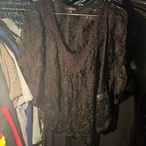 Black Lace Women's Top large